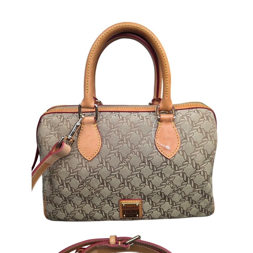 Dooney & Bourke Maritime Satchel Medium Beige Rope Monogram Crossbody Barrel Bag